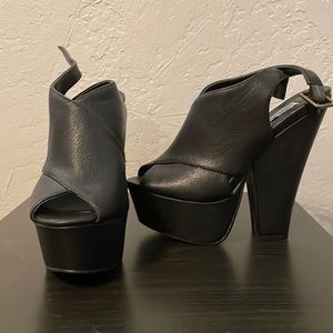 Black chunky platform heels